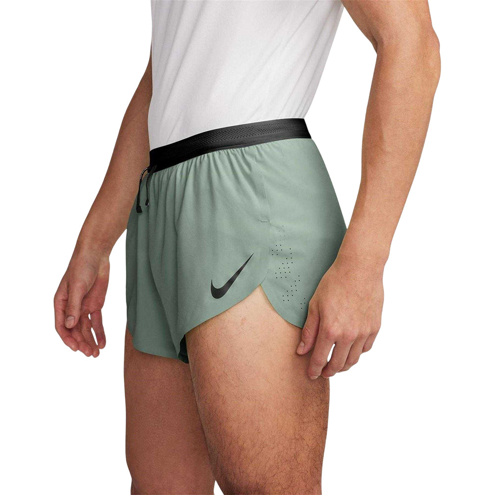 Green - Side - Nike Mens Aero 2 in 1 Running Shorts