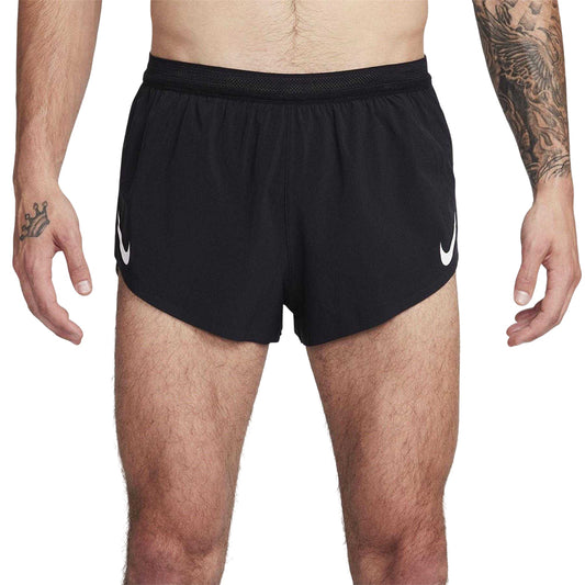 Black-White - Front - Nike Mens Aero 2 in 1 Running Shorts