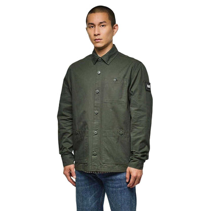 Green - Side - Weekend Offender Mens Hynde Baker Cotton Overshirt