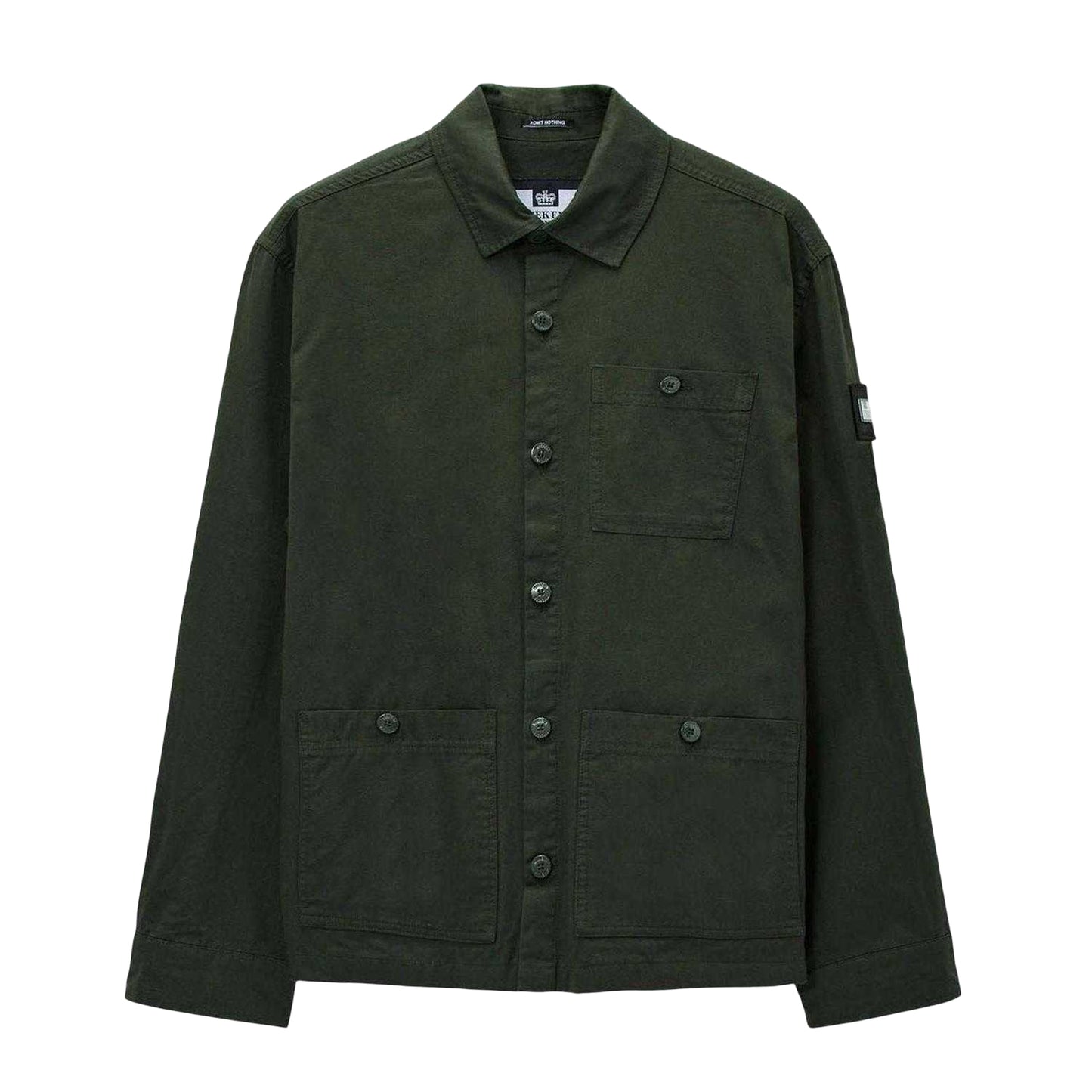 Green - Front - Weekend Offender Mens Hynde Baker Cotton Overshirt