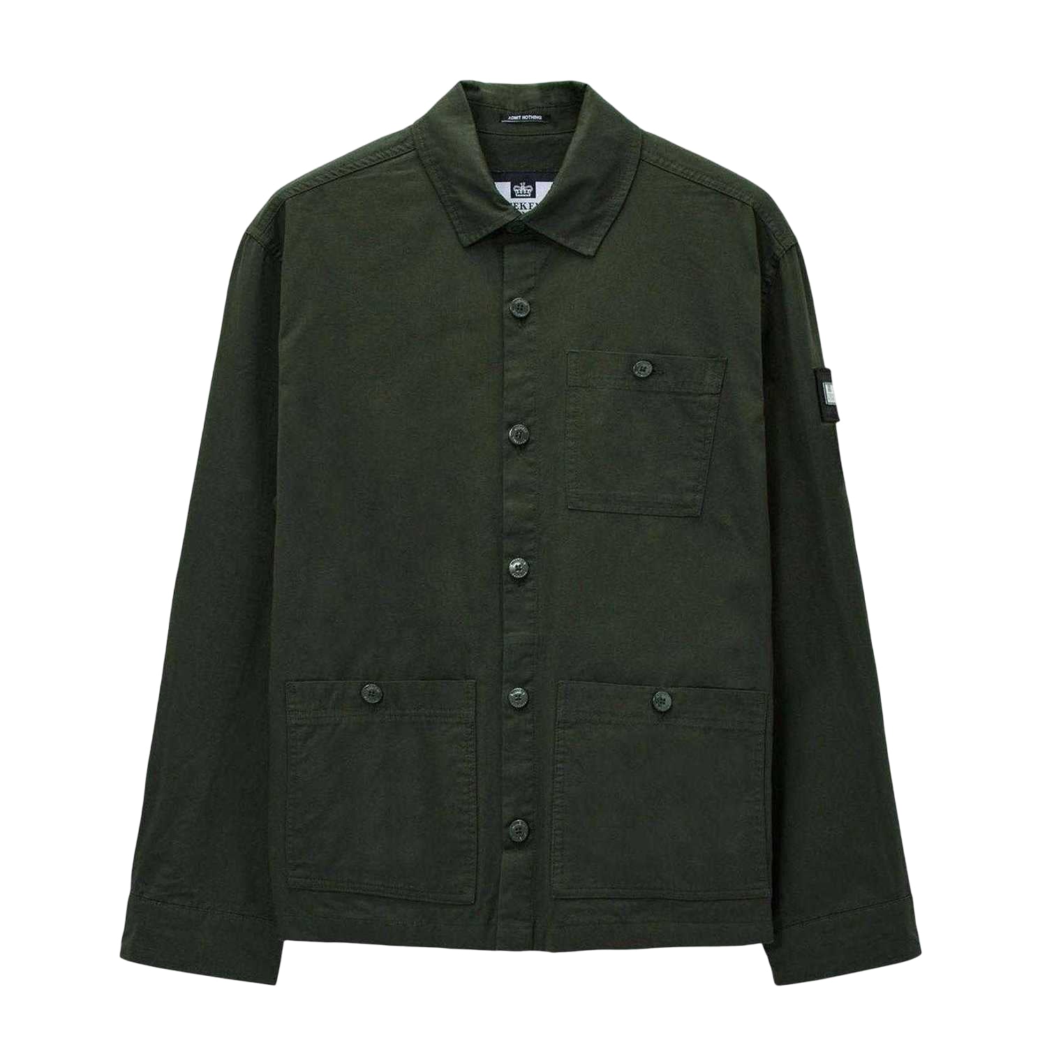 Green - Front - Weekend Offender Mens Hynde Baker Cotton Overshirt