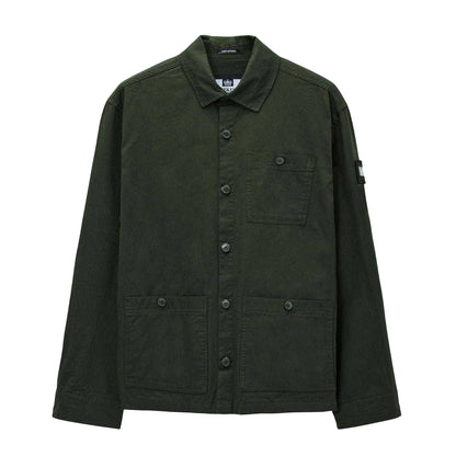 Green - Front - Weekend Offender Mens Hynde Baker Cotton Overshirt