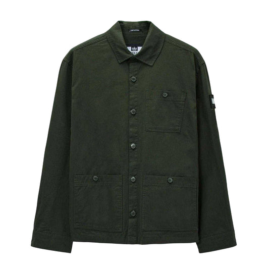 Green - Front - Weekend Offender Mens Hynde Baker Cotton Overshirt