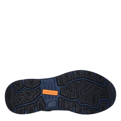 Navy-Orange - Back - Skechers Mens Oak Canyon Leather Slip-on Relaxed Fit Shoes