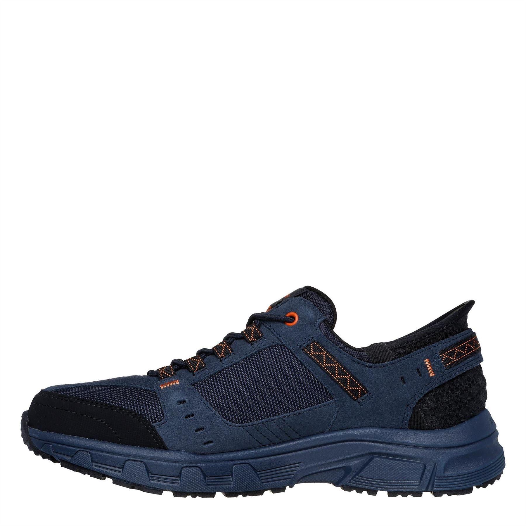 Navy-Orange - Lifestyle - Skechers Mens Oak Canyon Leather Slip-on Relaxed Fit Shoes