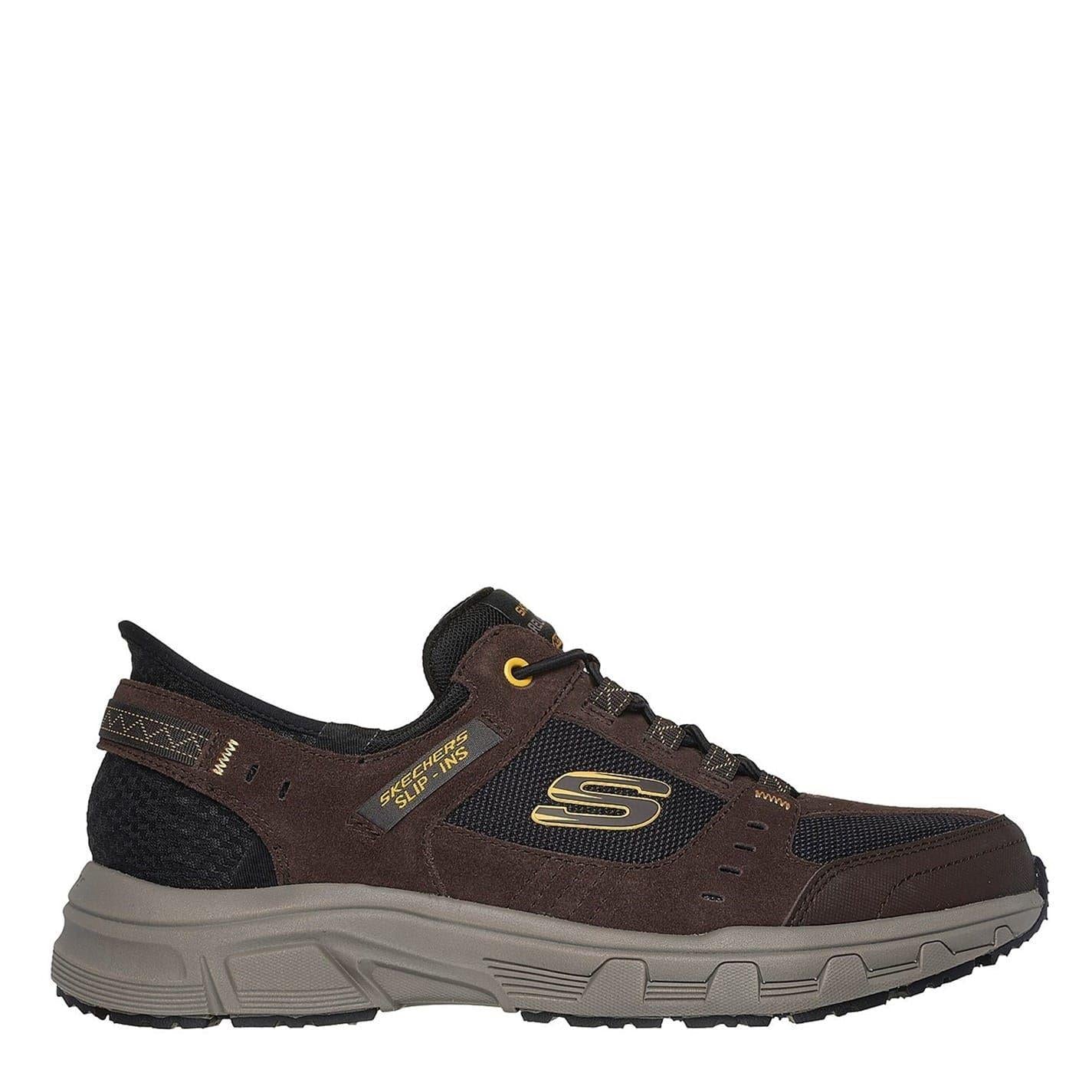 Brown - Side - Skechers Mens Oak Canyon Leather Slip-on Relaxed Fit Shoes