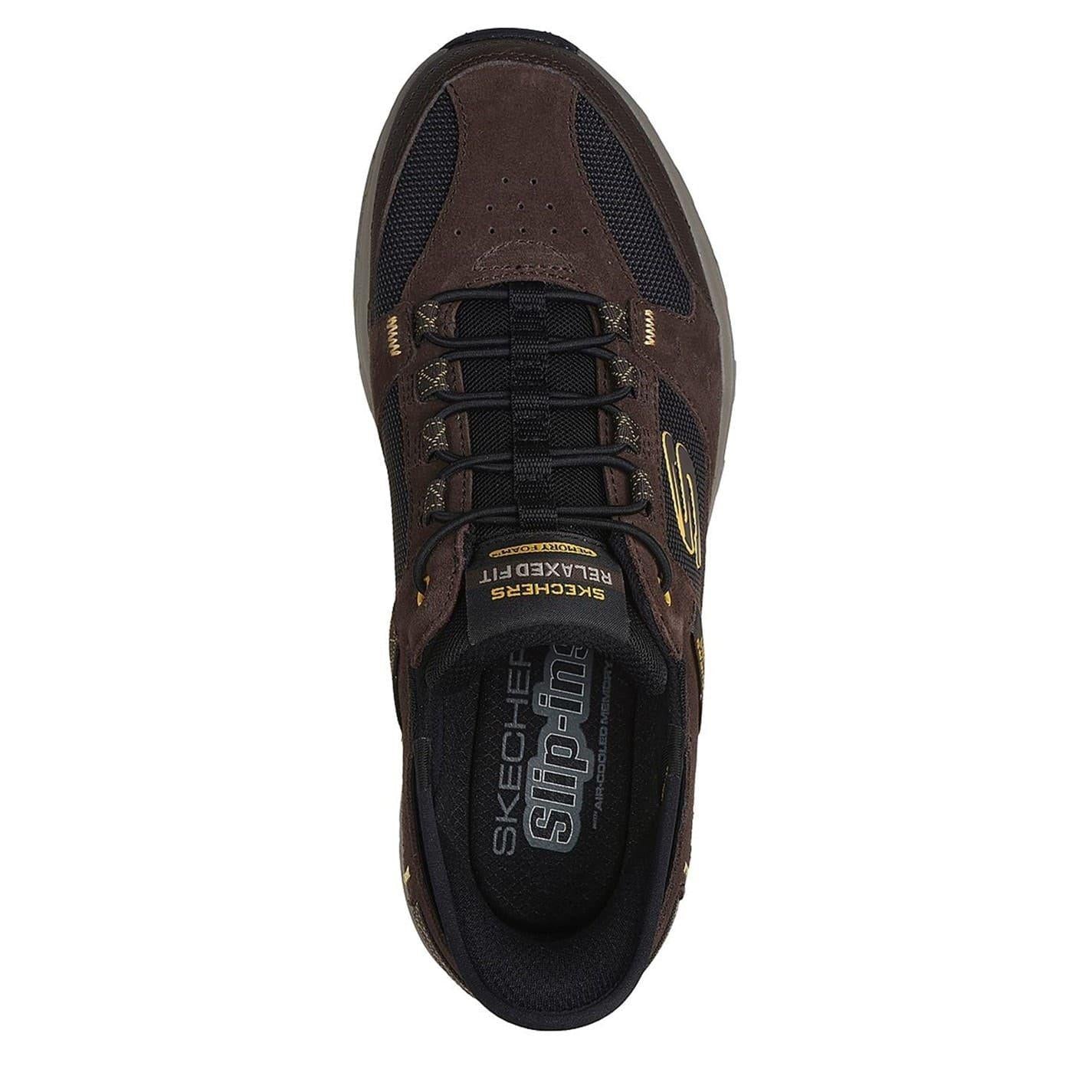Brown - Pack Shot - Skechers Mens Oak Canyon Leather Slip-on Relaxed Fit Shoes