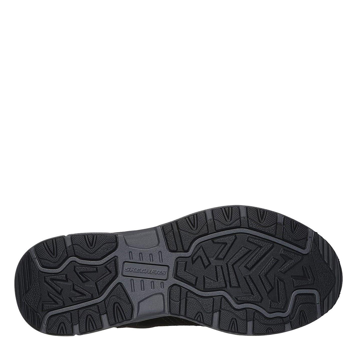 Black - Back - Skechers Mens Oak Canyon Leather Slip-on Relaxed Fit Shoes