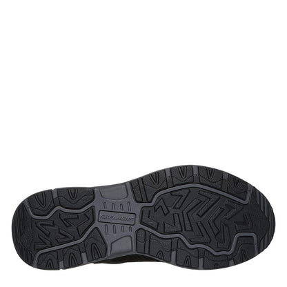 Black - Back - Skechers Mens Oak Canyon Leather Slip-on Relaxed Fit Shoes