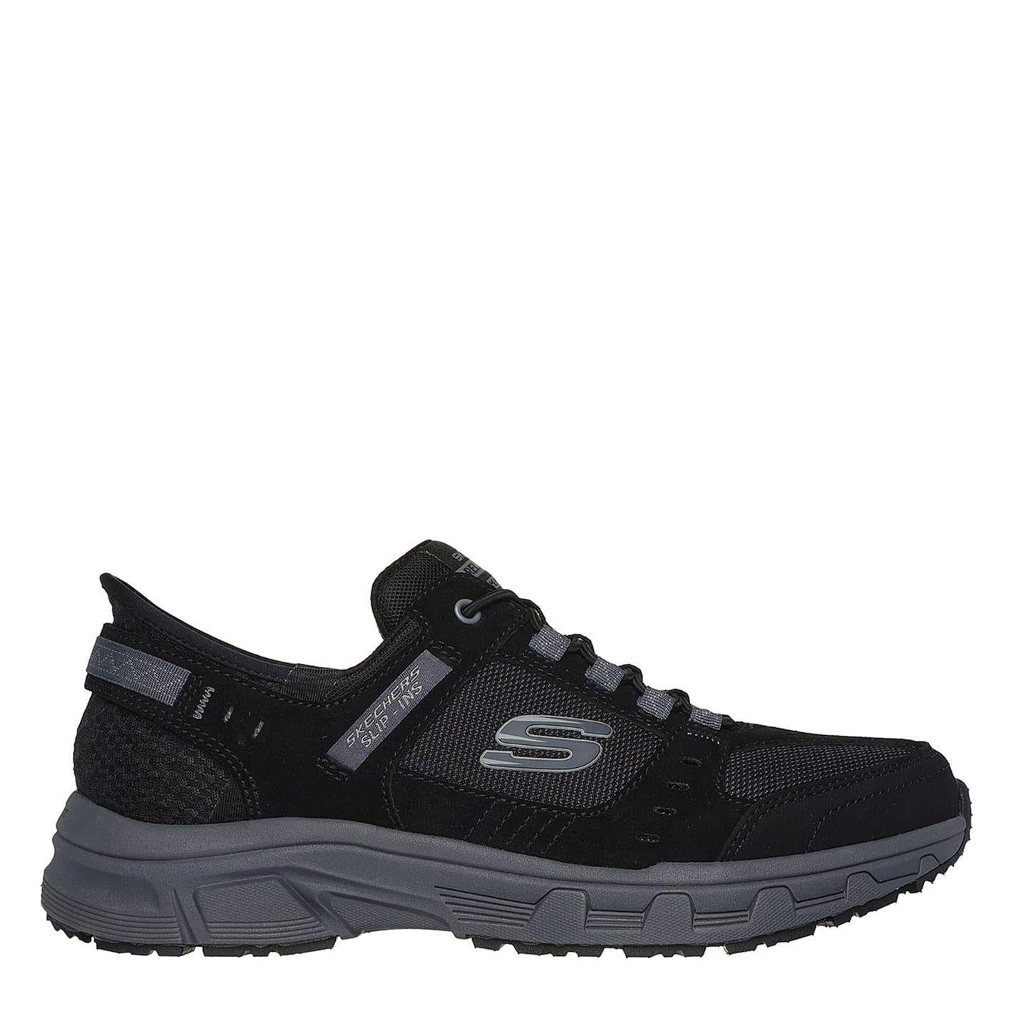 Black - Side - Skechers Mens Oak Canyon Leather Slip-on Relaxed Fit Shoes