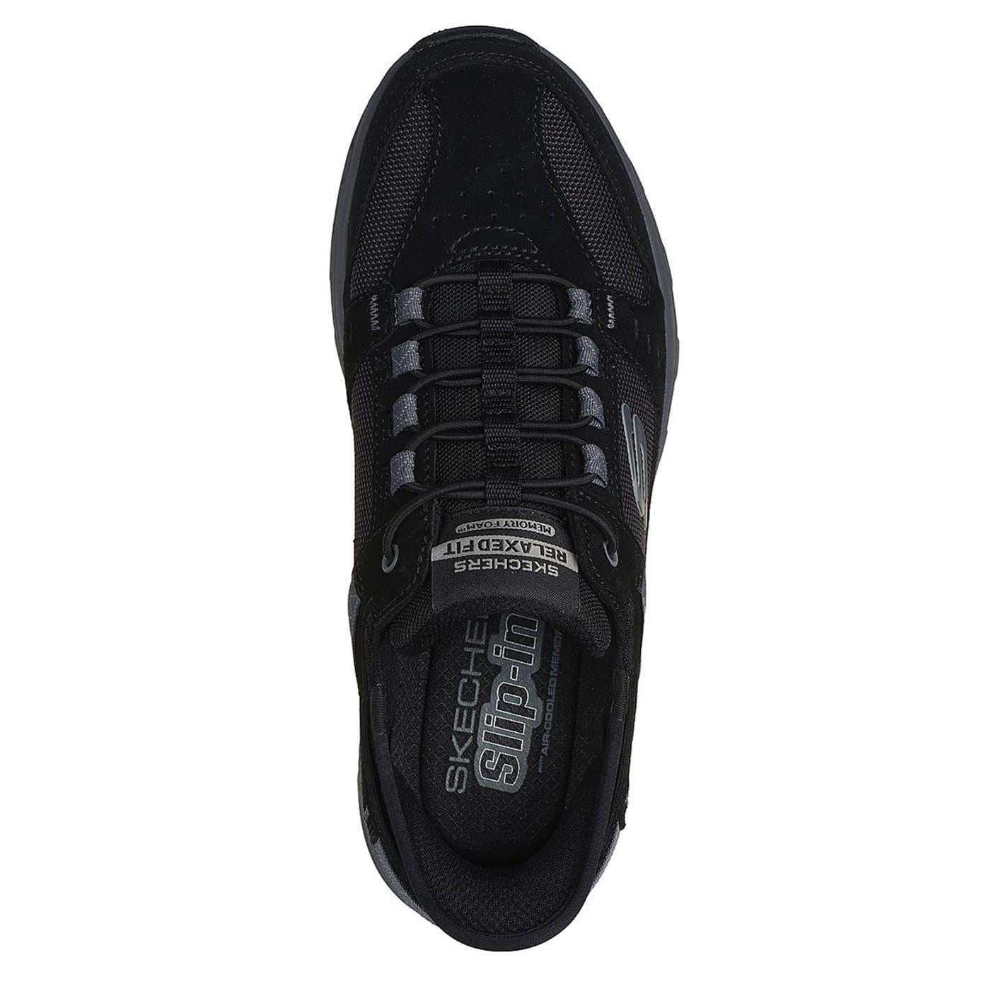 Black - Pack Shot - Skechers Mens Oak Canyon Leather Slip-on Relaxed Fit Shoes