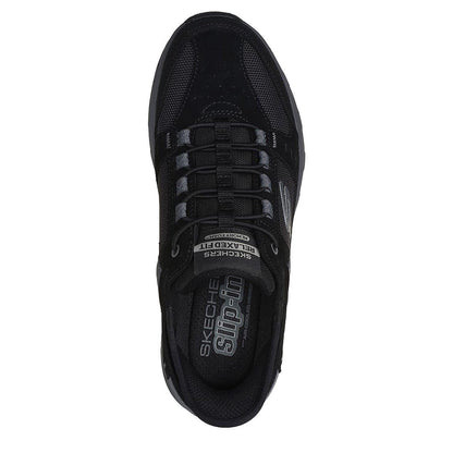 Black - Pack Shot - Skechers Mens Oak Canyon Leather Slip-on Relaxed Fit Shoes