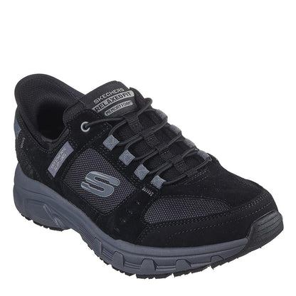 Black - Front - Skechers Mens Oak Canyon Leather Slip-on Relaxed Fit Shoes