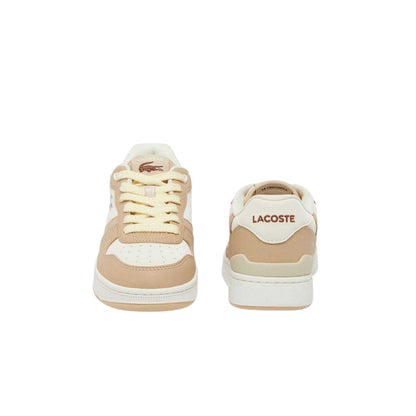 Brown - Lifestyle - Lacoste Womens-Ladies T-Clip Set Colour Block Coated Leather Flat Trainers