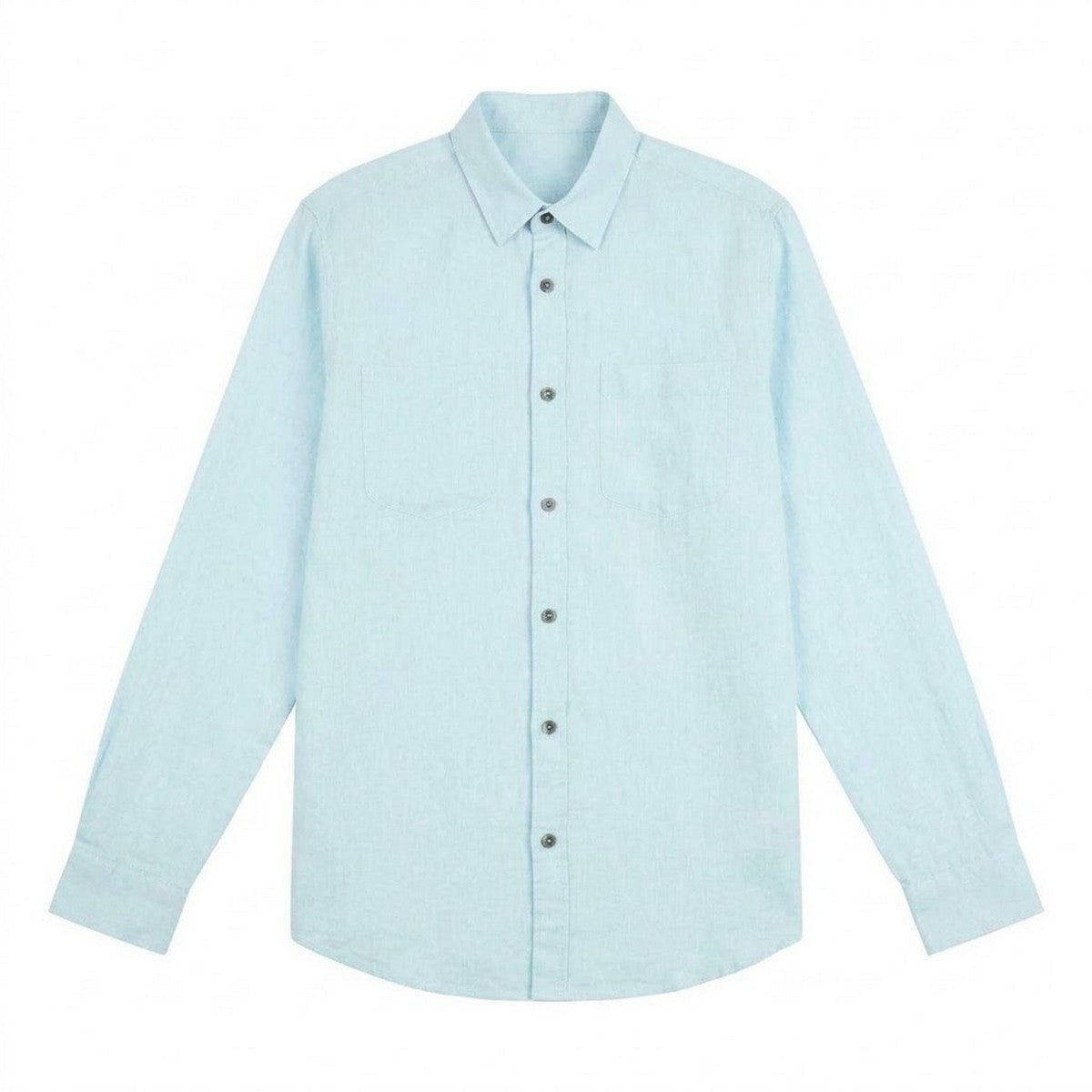 Blue Glow - Front - US Polo Assn Mens Linen Blend Long-Sleeved Shirt
