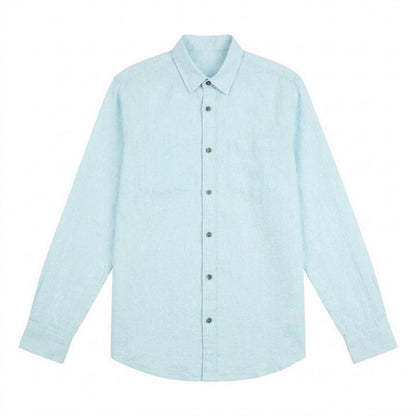 Blue Glow - Front - US Polo Assn Mens Linen Blend Long-Sleeved Shirt