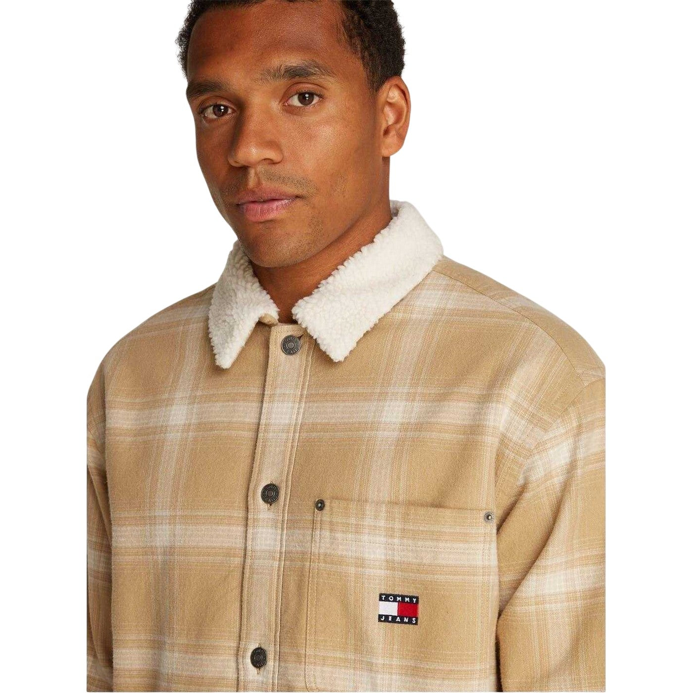Tan - Side - Tommy Jeans Mens Shirt Jacket