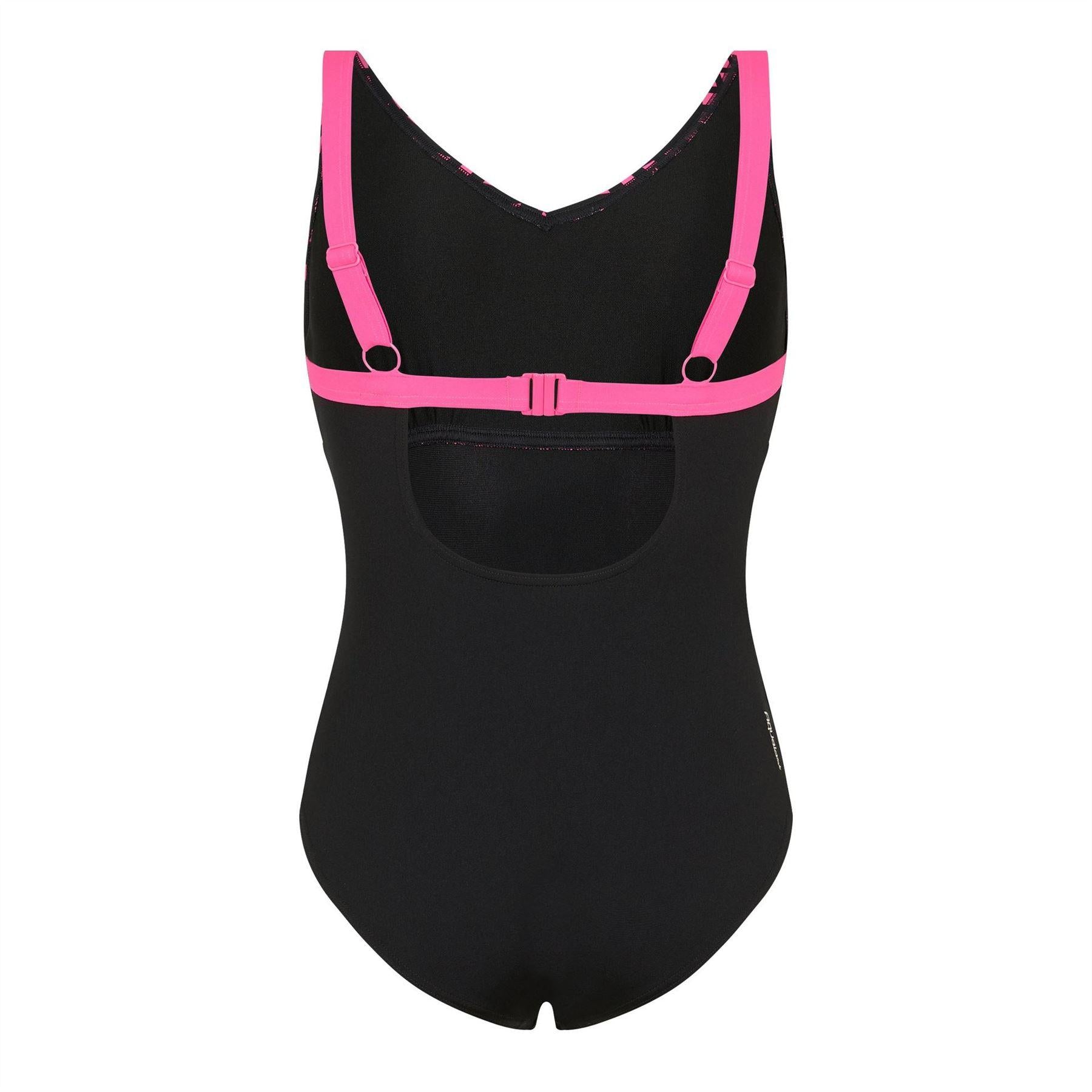 Black - Back - Zoggs Womens-Ladies Clip One Piece Swimsuit