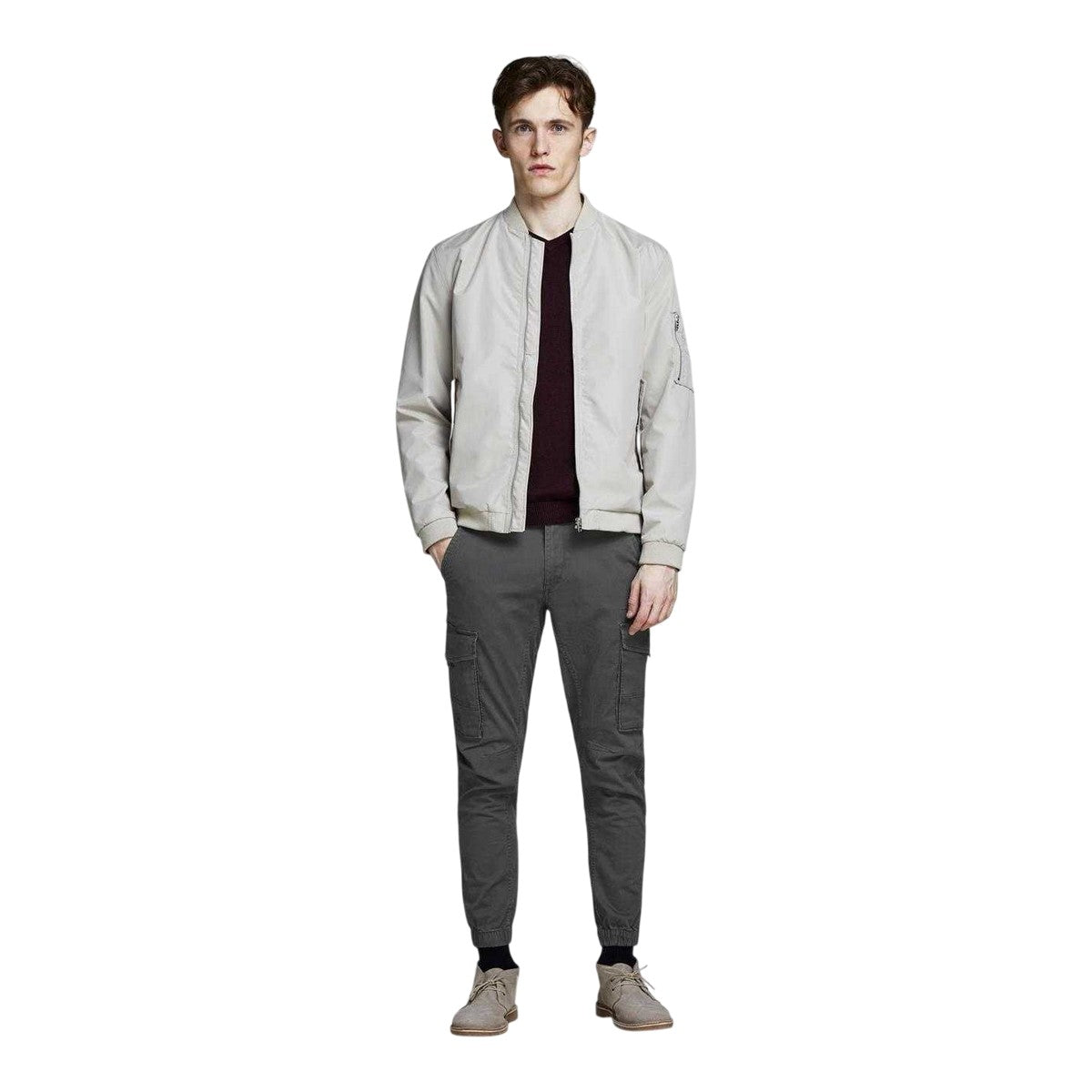 Asphalt - Side - Jack And Jones Mens Flake Slim Cargo Trousers