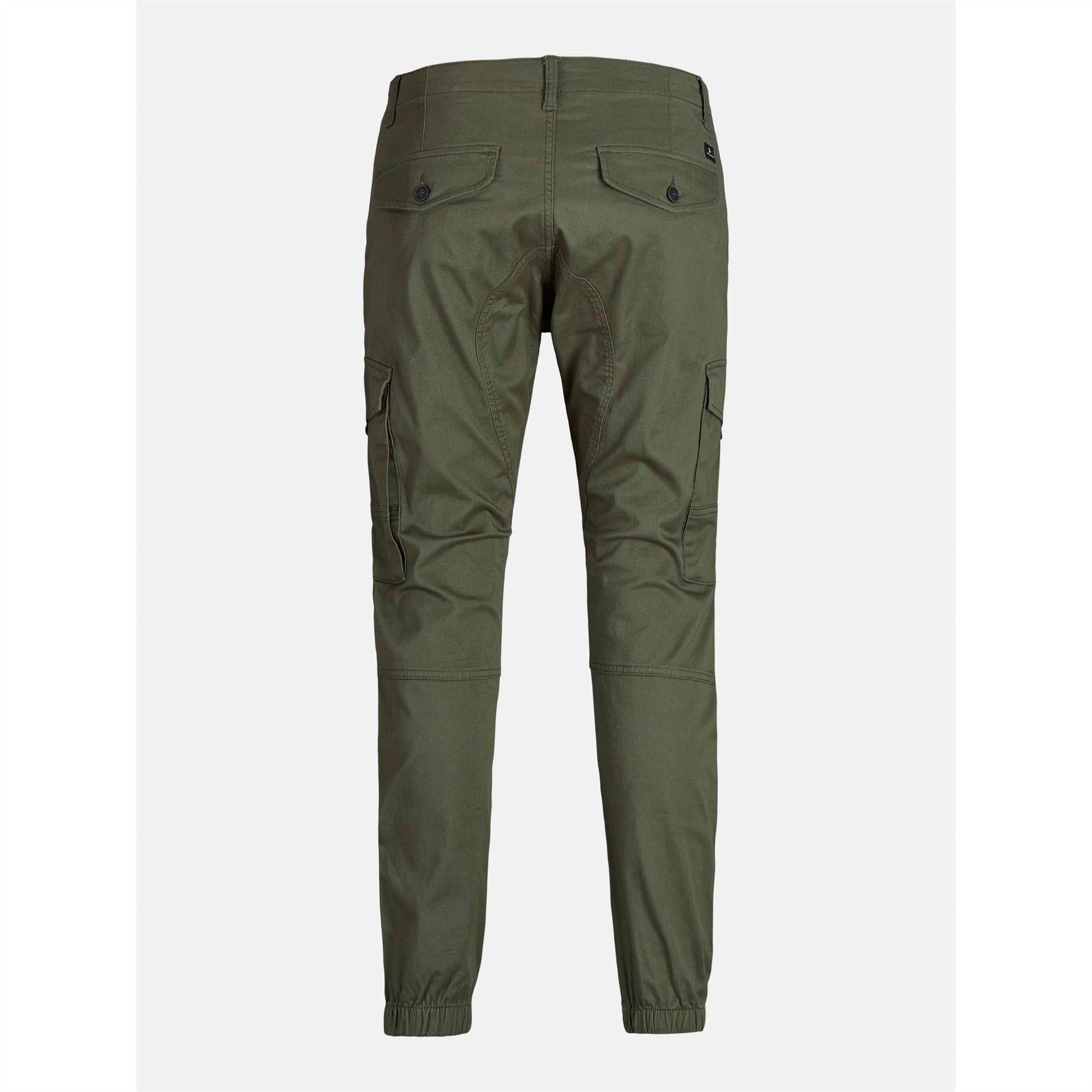 Olive Night - Back - Jack And Jones Mens Flake Slim Cargo Trousers