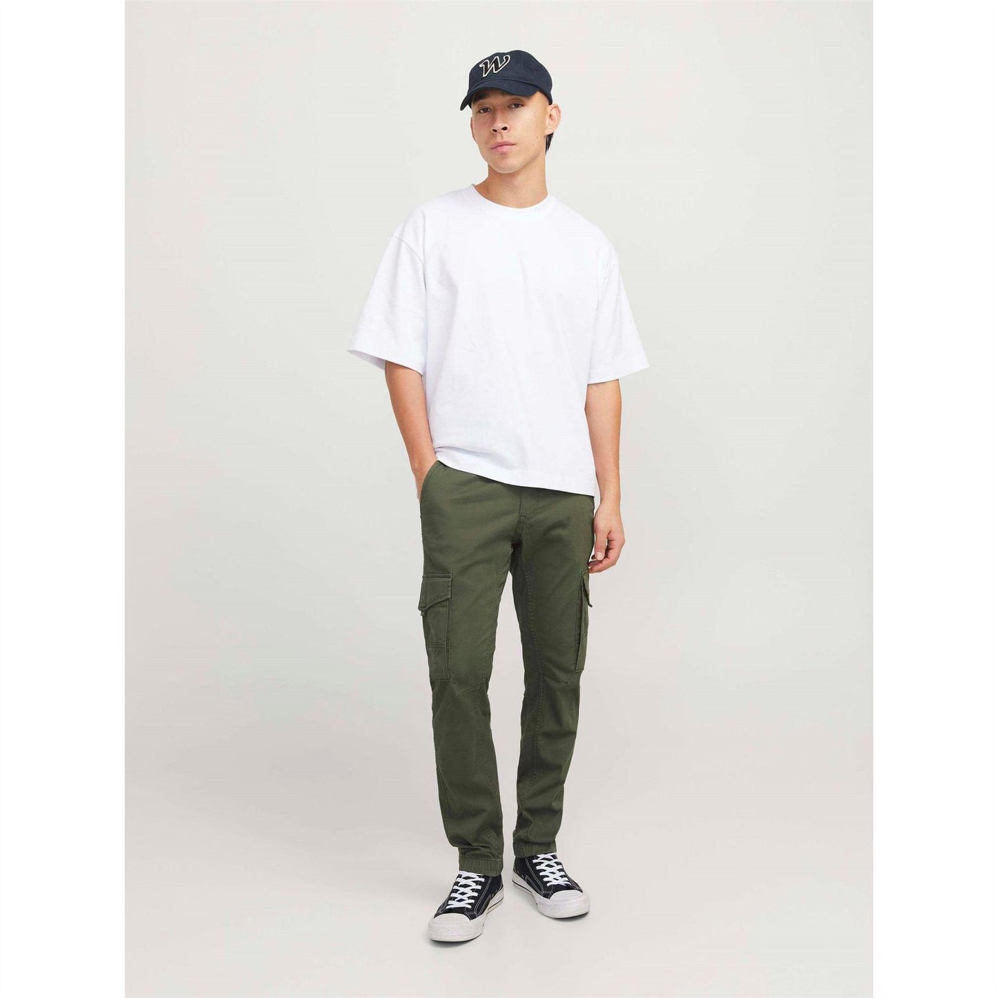 Olive Night - Side - Jack And Jones Mens Flake Slim Cargo Trousers