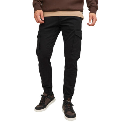 Black - Side - Jack And Jones Mens Flake Slim Cargo Trousers