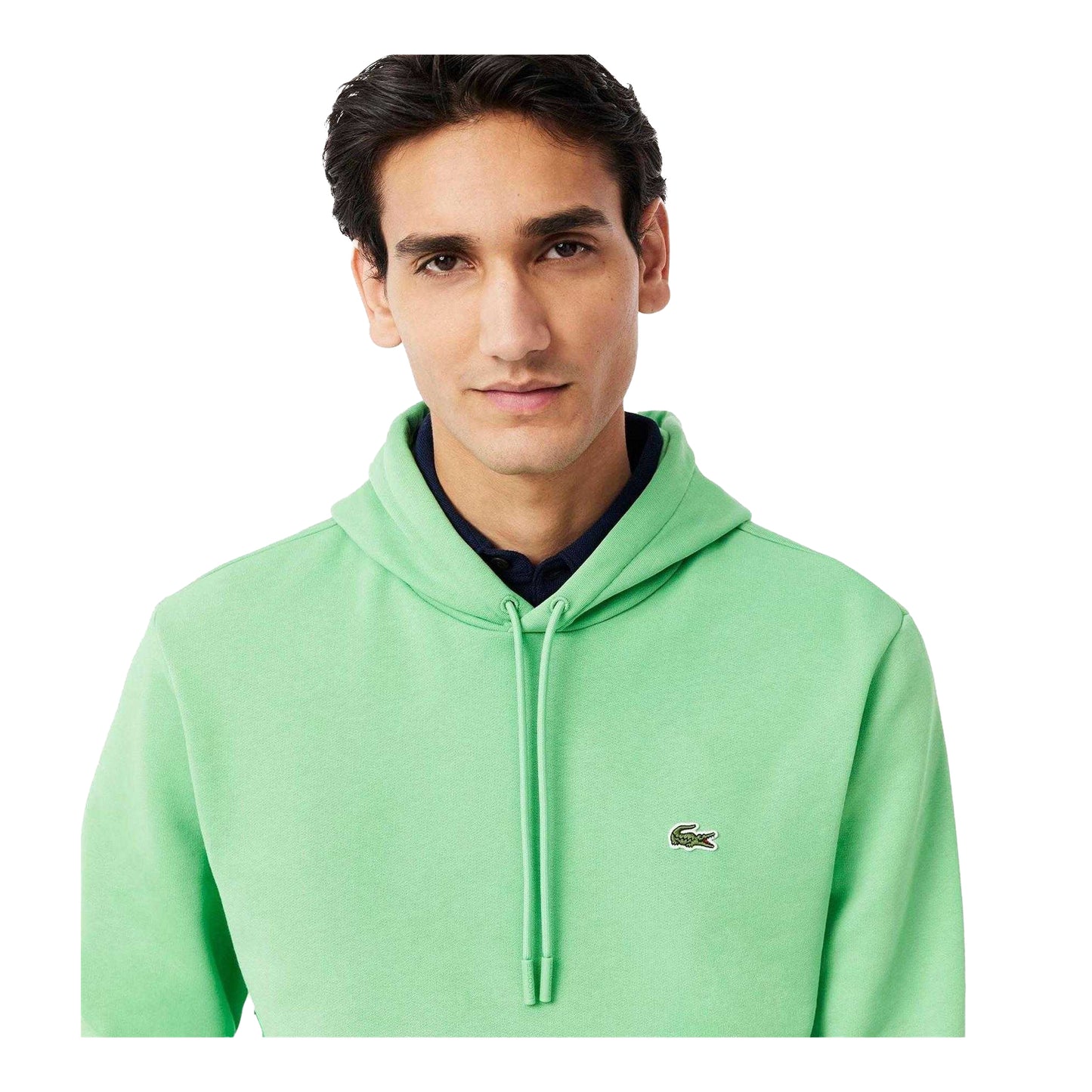 Green - Side - Lacoste Mens Organic Cotton Pullover Hoodie