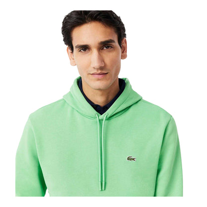 Green - Side - Lacoste Mens Organic Cotton Pullover Hoodie