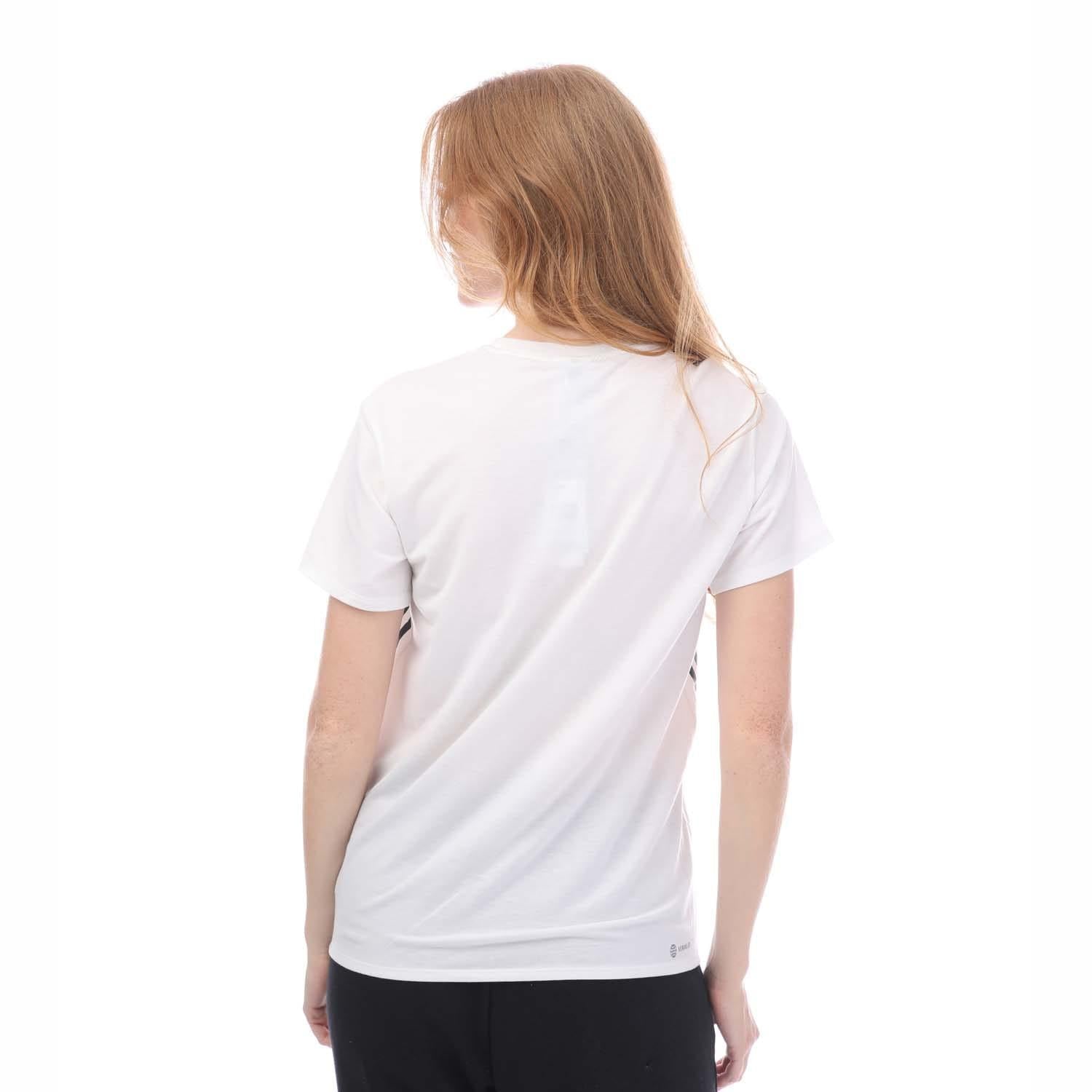 White-Black - Back - Adidas Womens-Ladies Trainicons Triple Stripe T-Shirt
