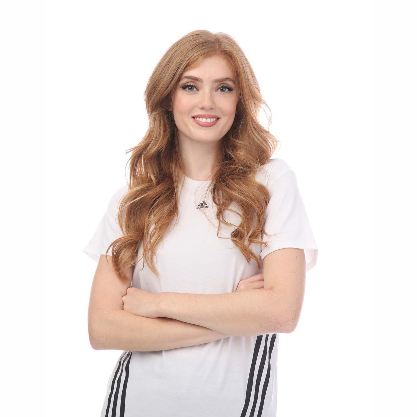 White-Black - Side - Adidas Womens-Ladies Trainicons Triple Stripe T-Shirt