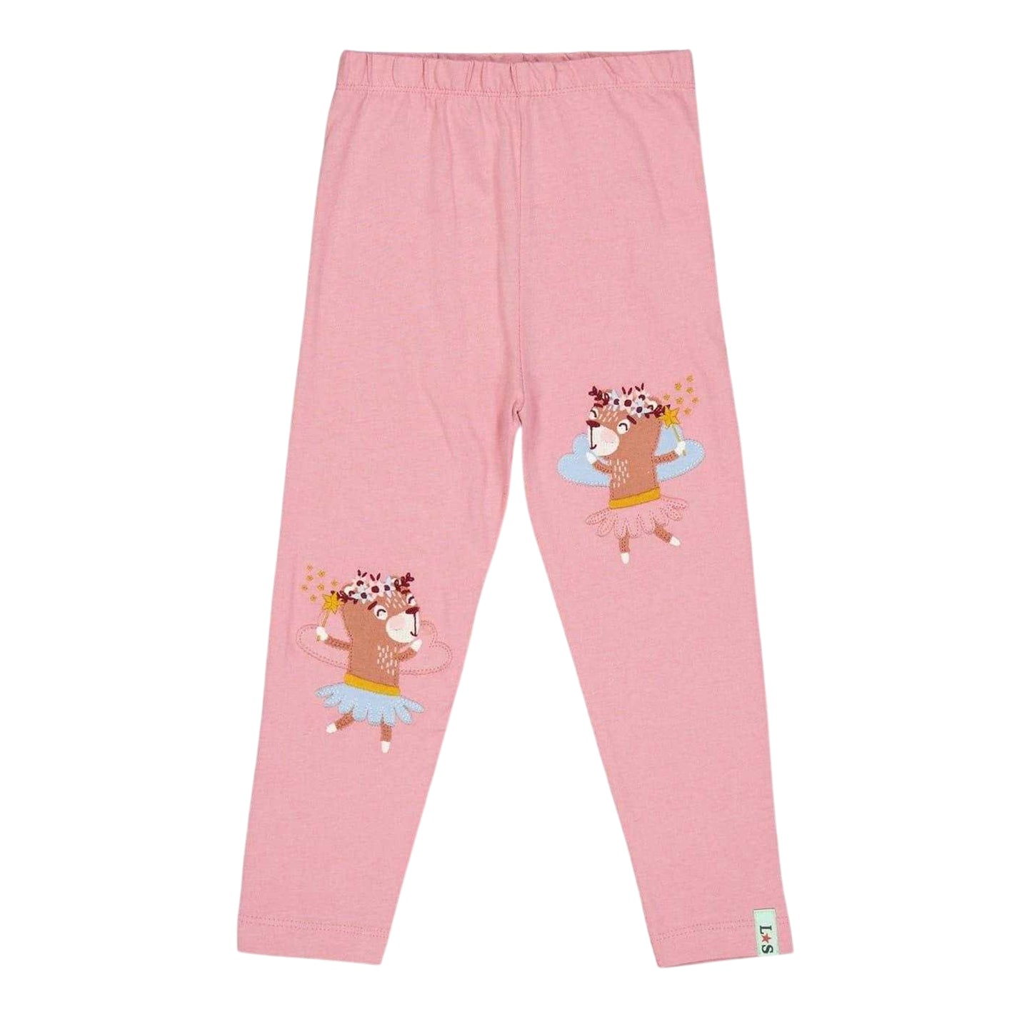 Pink - Front - Lilly & Sid Girls Embroidered Patch Leggings