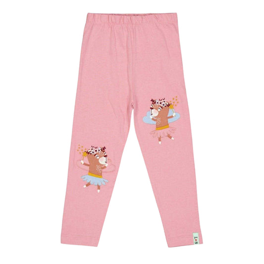 Pink - Front - Lilly & Sid Girls Embroidered Patch Leggings