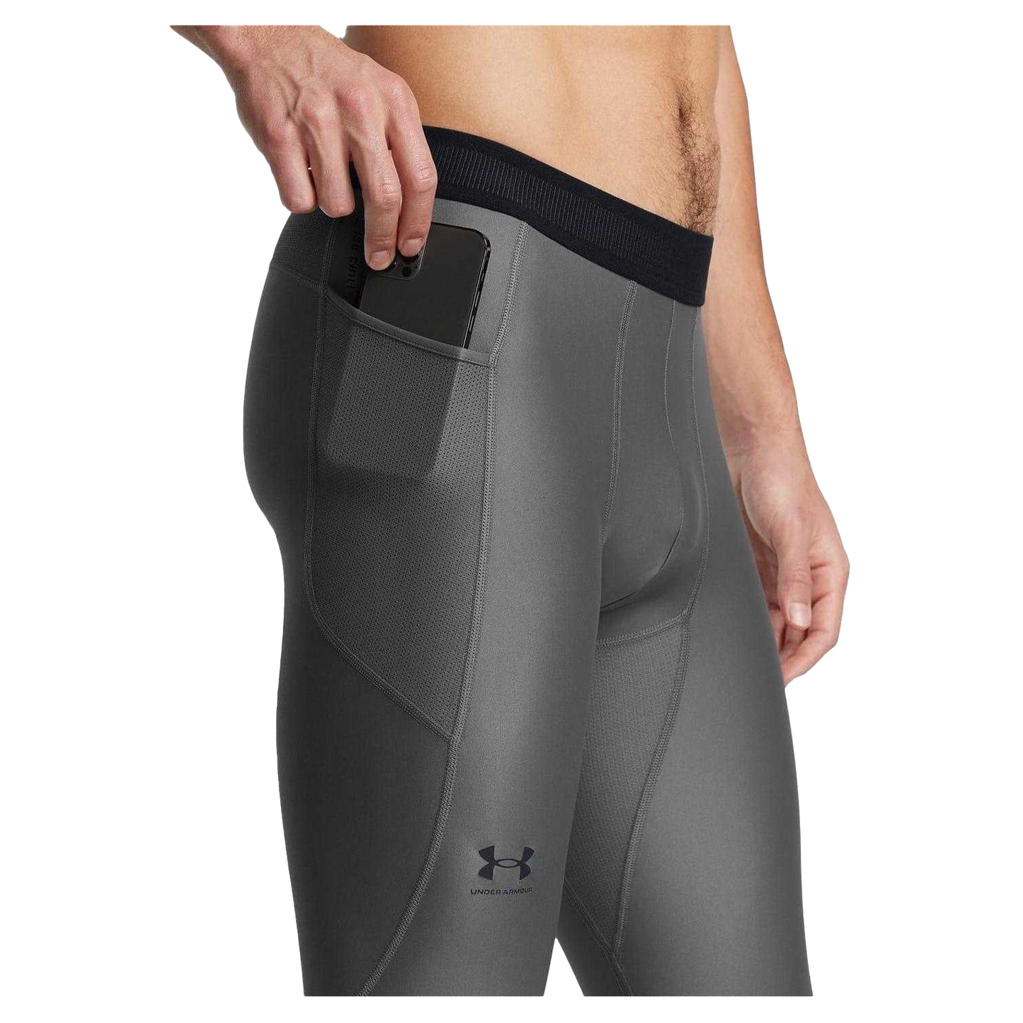 Grey - Side - Under Armour Mens Compression Base Layer Leggings