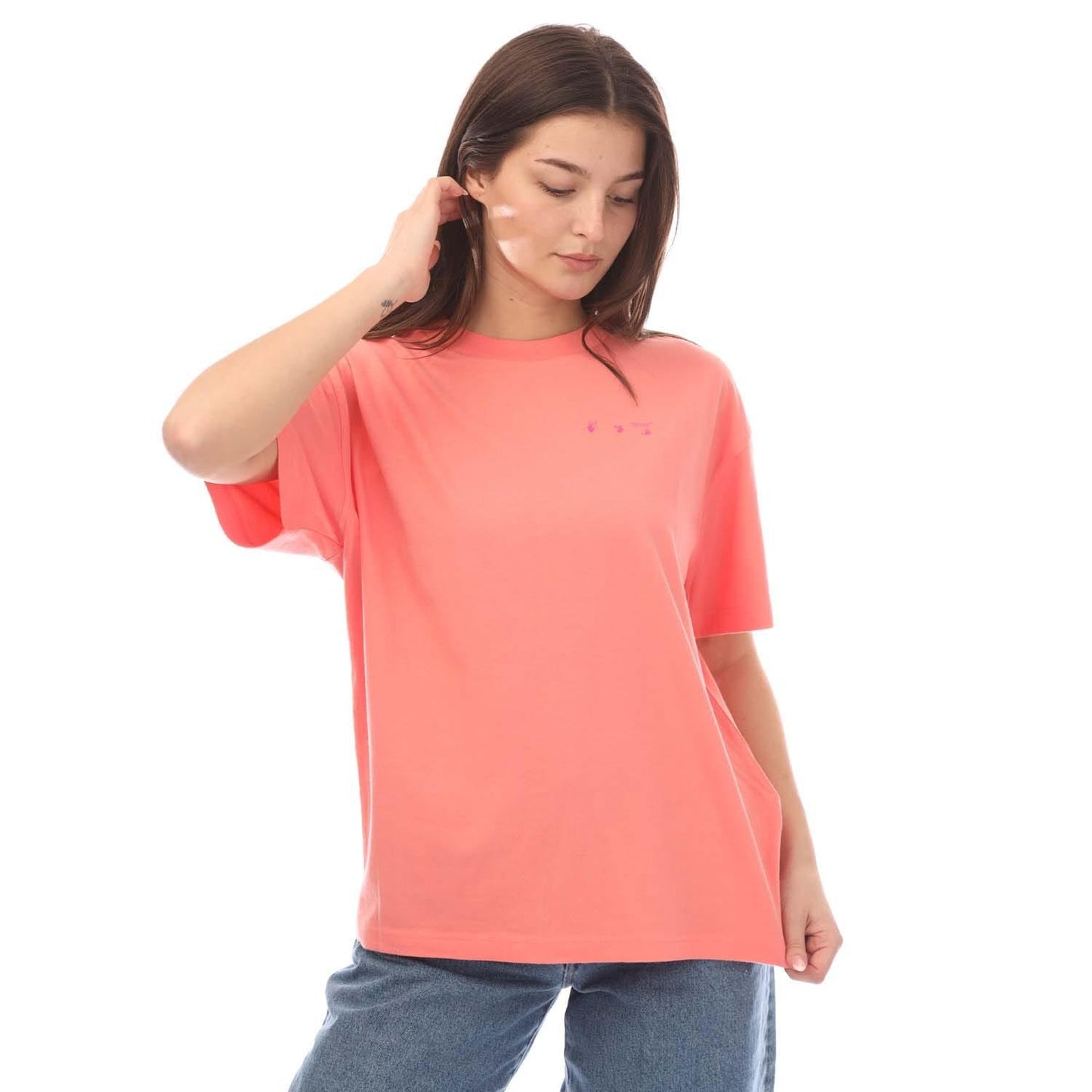 Pink - Front - Off White Womens-Ladies Swimming Man T-Shirt