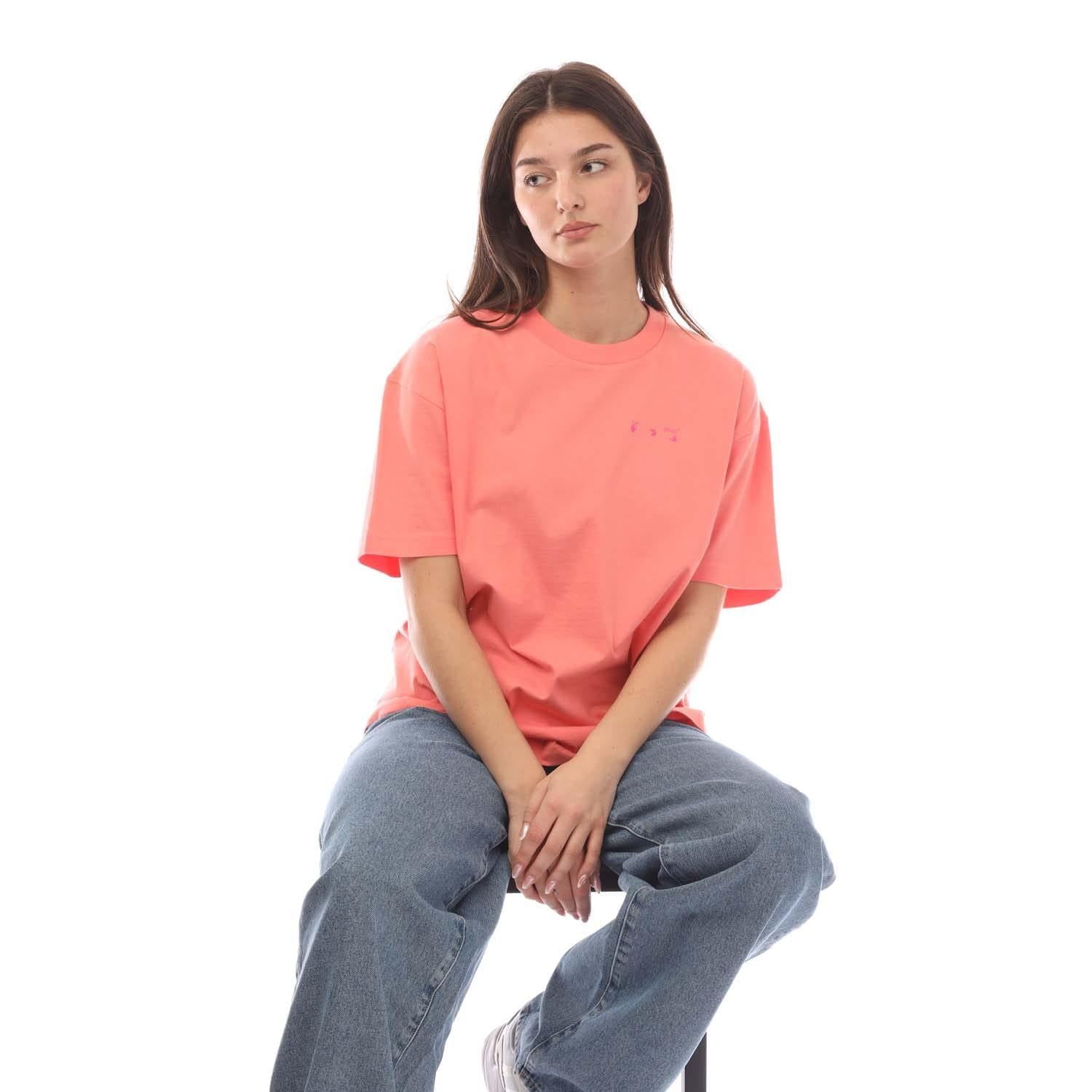 Pink - Close up - Off White Womens-Ladies Swimming Man T-Shirt