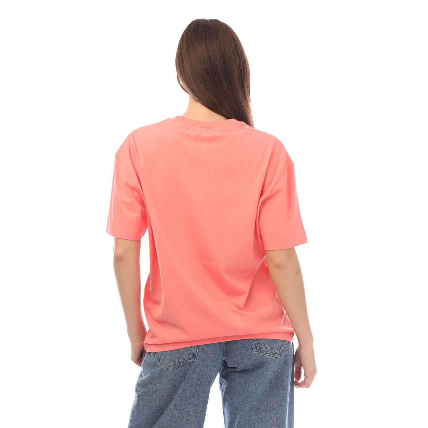 Pink - Back - Off White Womens-Ladies Swimming Man T-Shirt