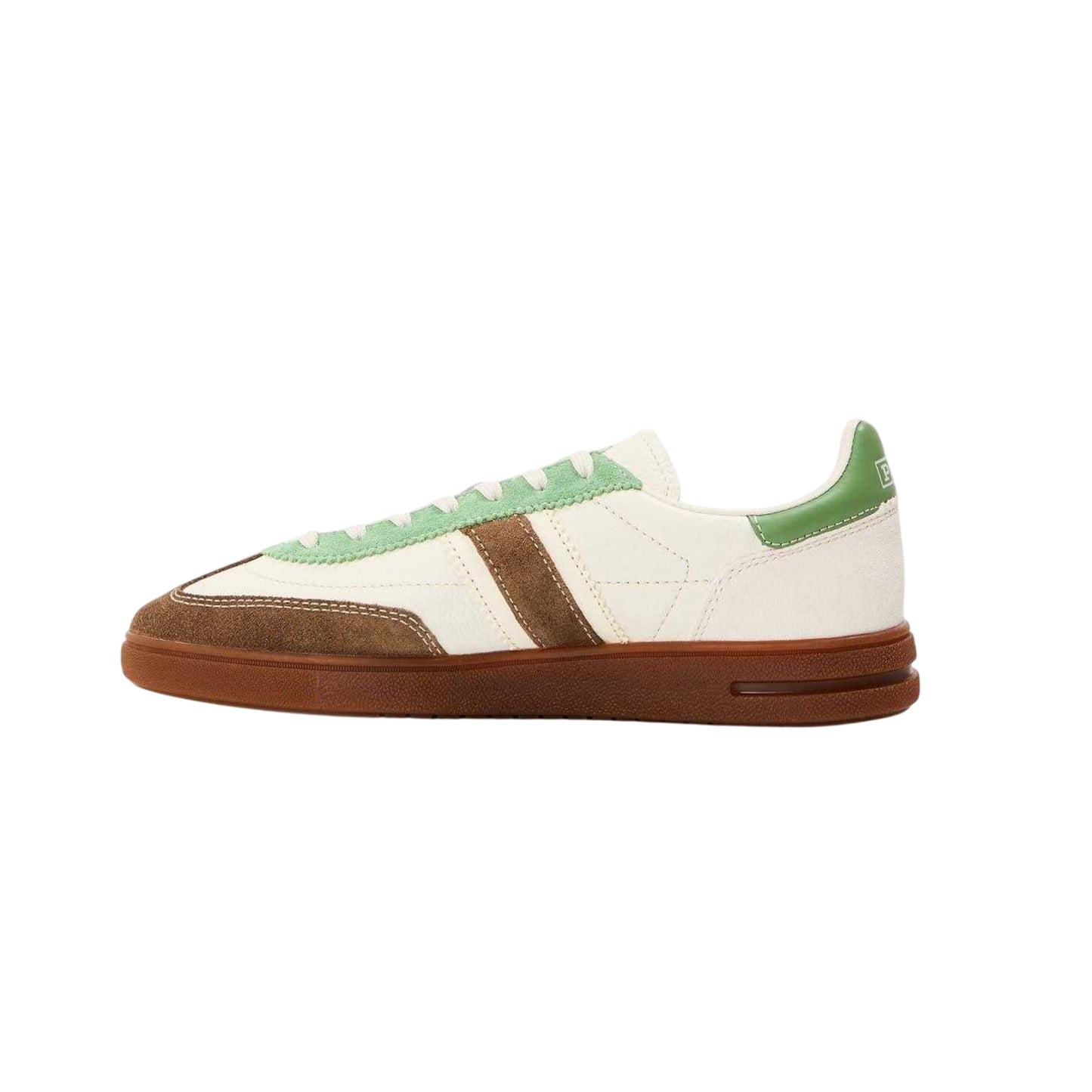 Cream - Back - Ralph Lauren Womens-Ladies Bedford Leather Flat Trainers