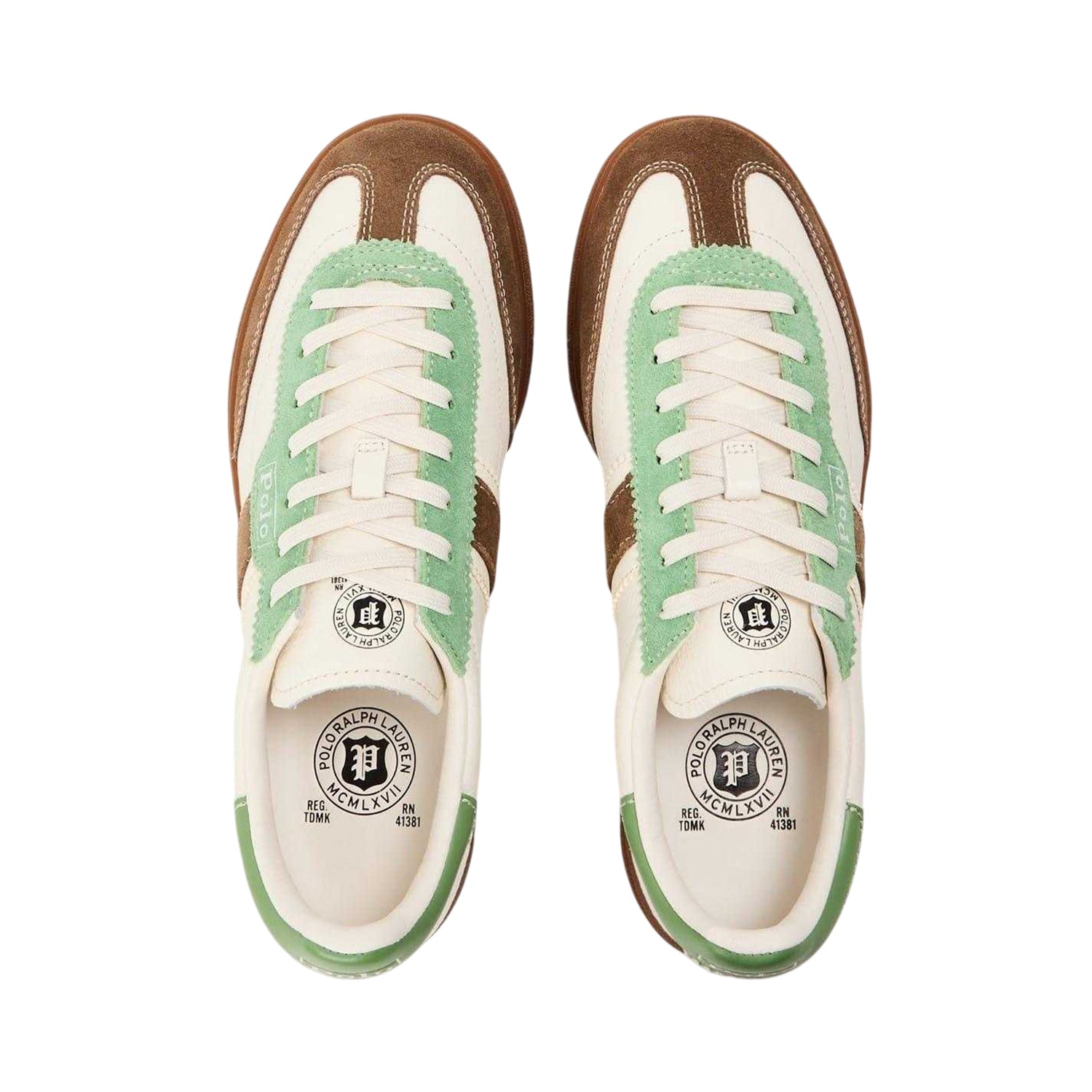Cream - Side - Ralph Lauren Womens-Ladies Bedford Leather Flat Trainers