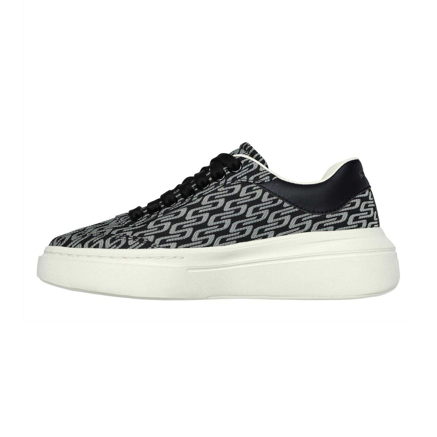 Black-Natural - Back - Skechers Womens-Ladies Classic Textile Trainers