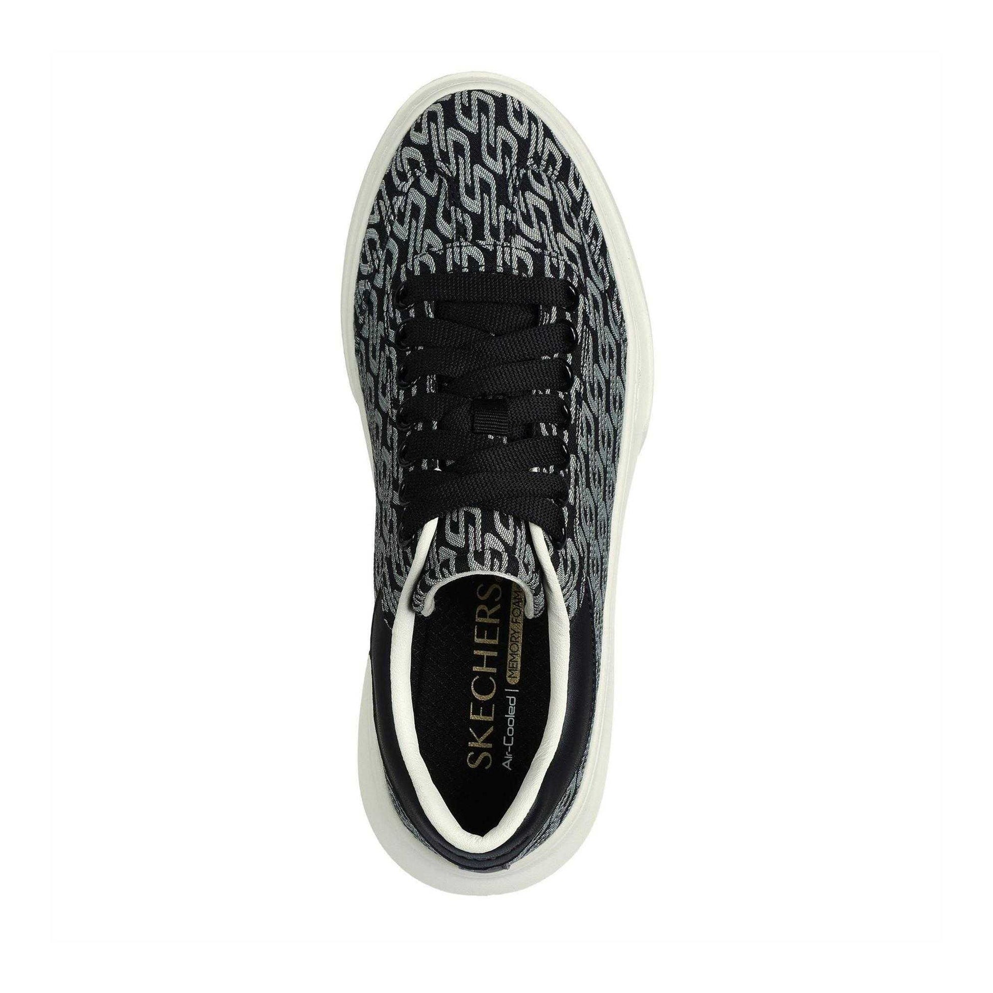 Black-Natural - Lifestyle - Skechers Womens-Ladies Classic Textile Trainers