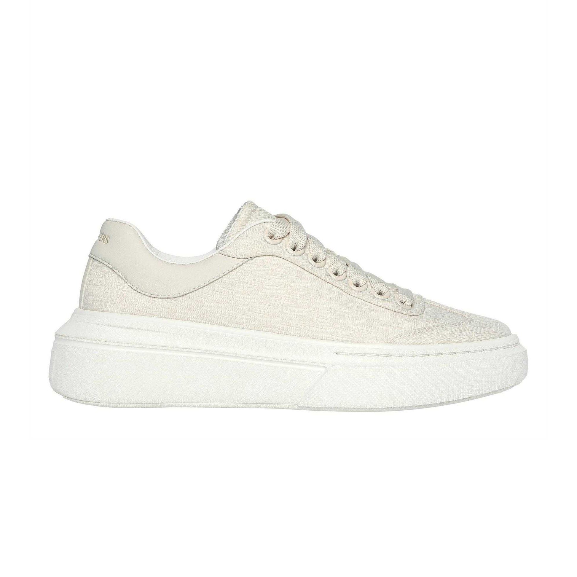 Natural - Side - Skechers Womens-Ladies Classic Textile Trainers