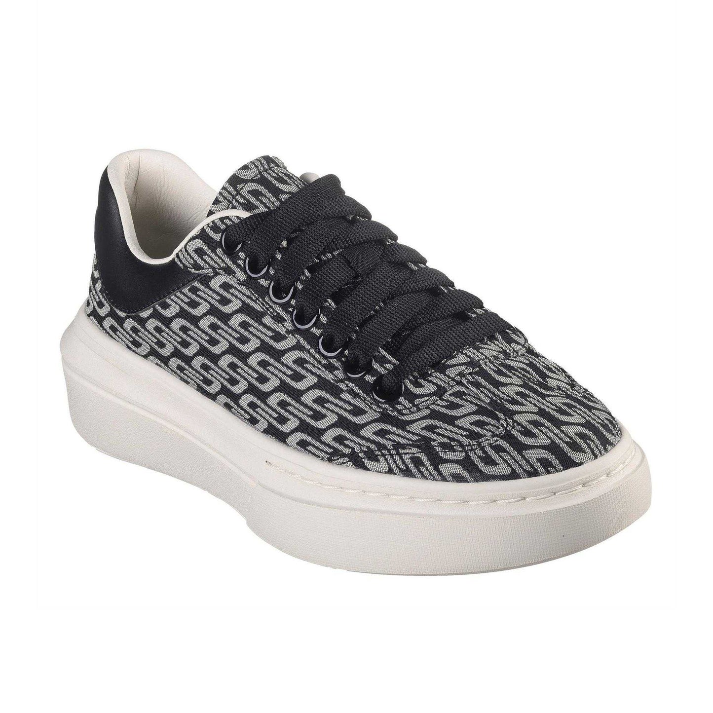 Black-Natural - Front - Skechers Womens-Ladies Classic Textile Trainers
