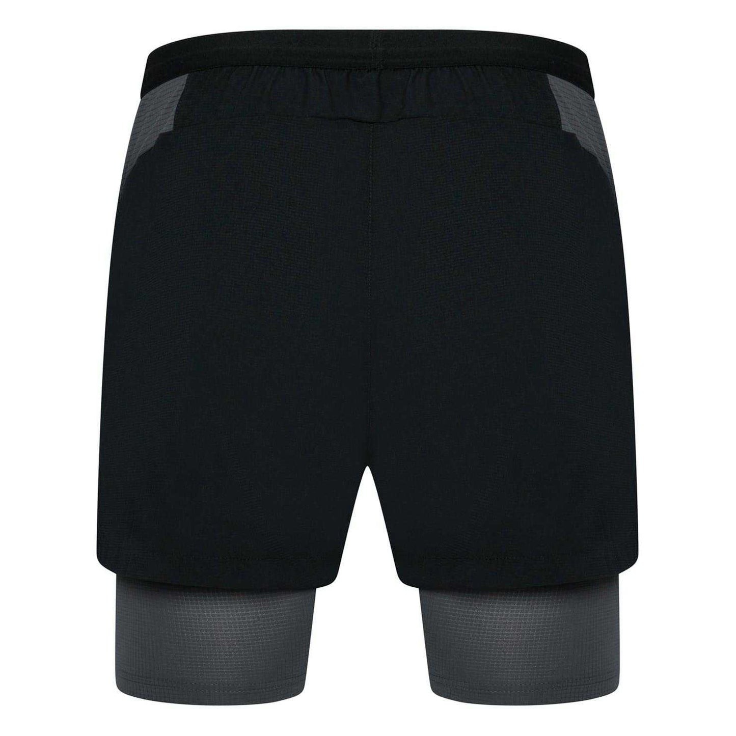 Black-Graphite - Back - Gym King Mens 2 in 1 Slim Running Shorts