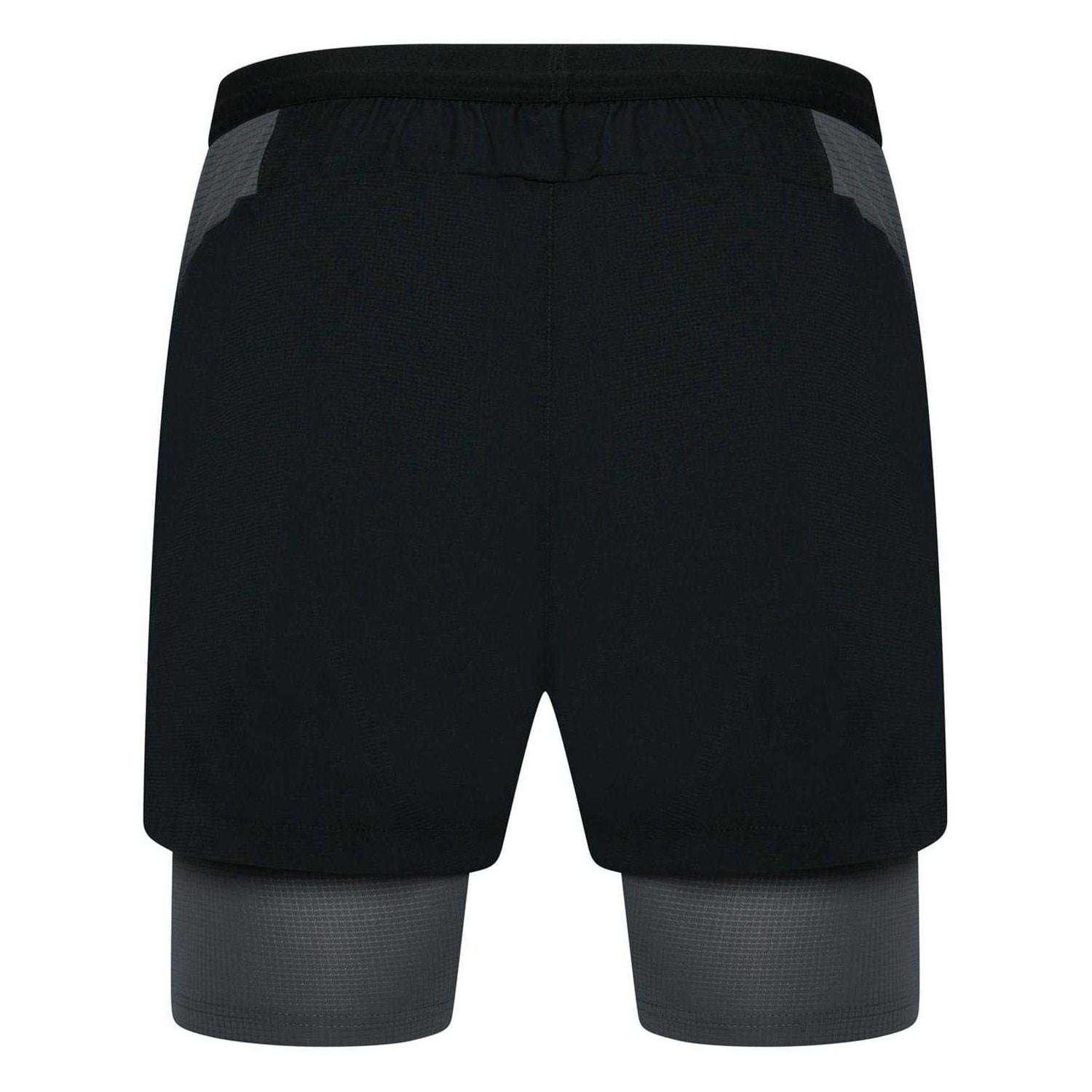 Black-Graphite - Back - Gym King Mens 2 in 1 Slim Running Shorts