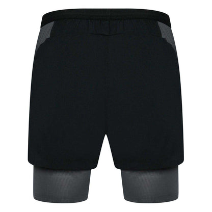 Black-Graphite - Back - Gym King Mens 2 in 1 Slim Running Shorts