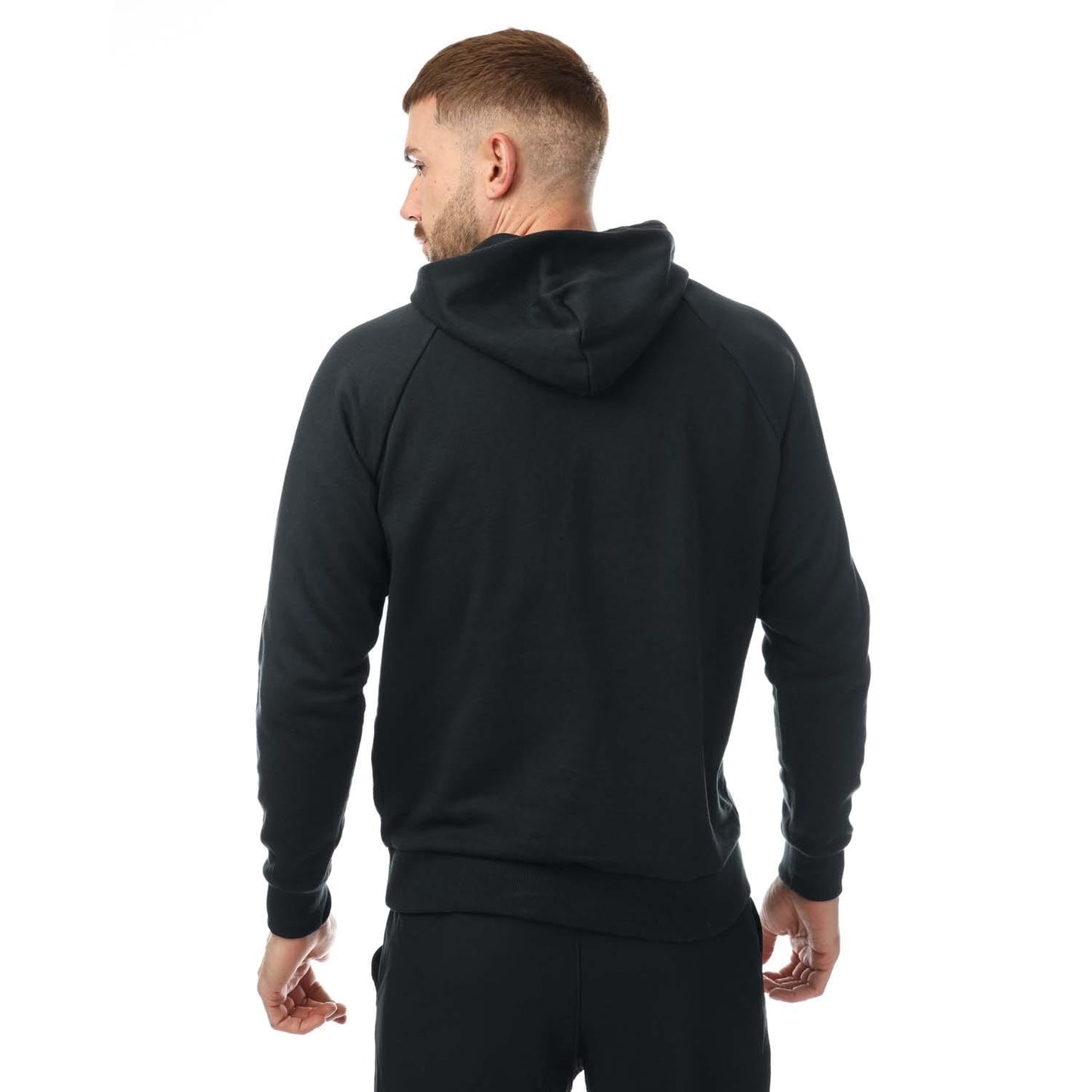 Black-White - Back - Under Armour Mens Rival Logo Fleece Hoodie