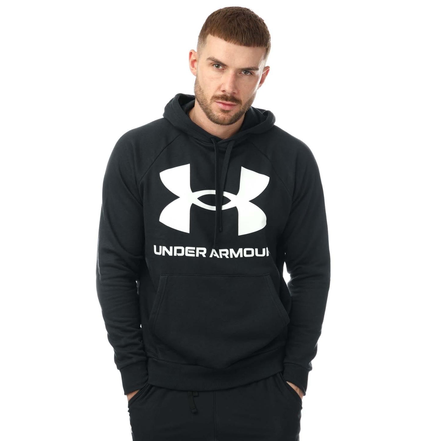 Black-White - Lifestyle - Under Armour Mens Rival Logo Fleece Hoodie