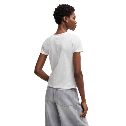 White Slub - Back - Boss Womens-Ladies Slub Regular T-Shirt