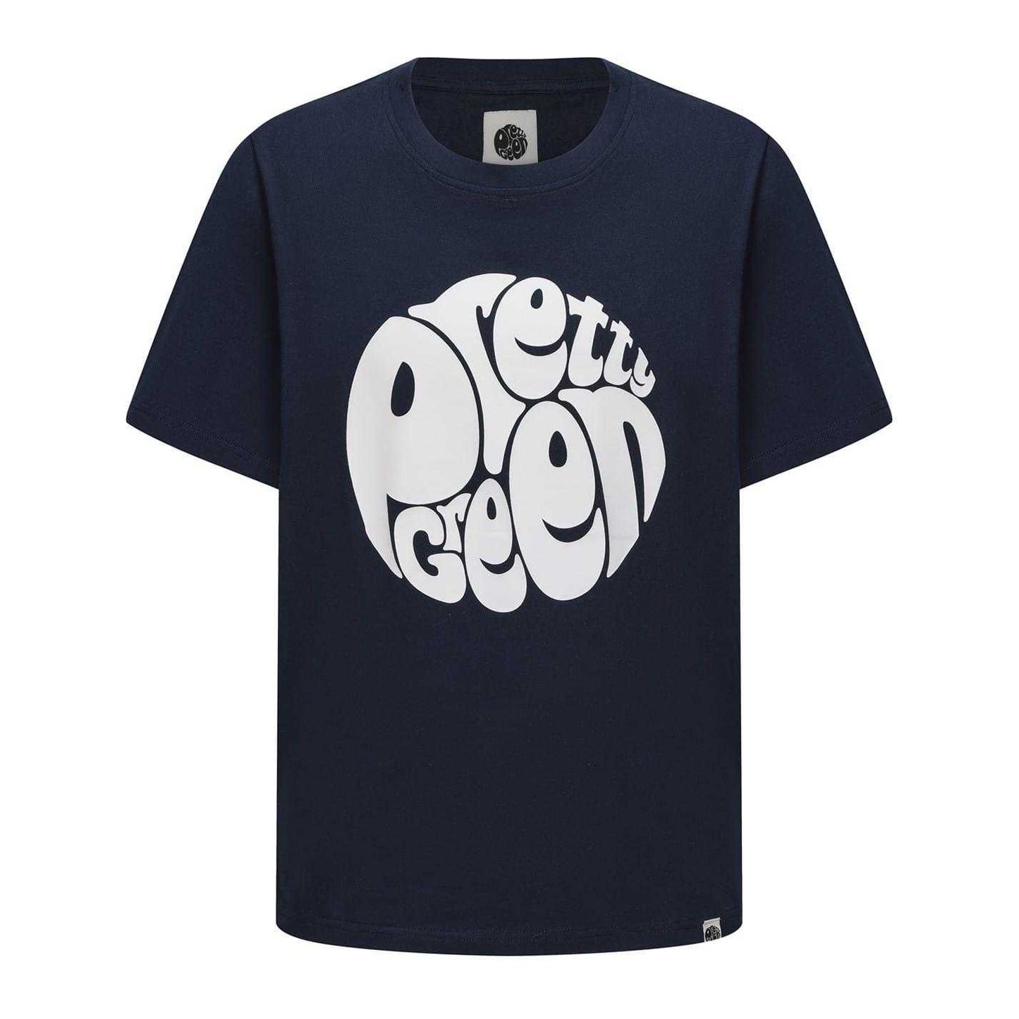 Navy - Front - Pretty Green Mens Logo Cotton T-Shirt