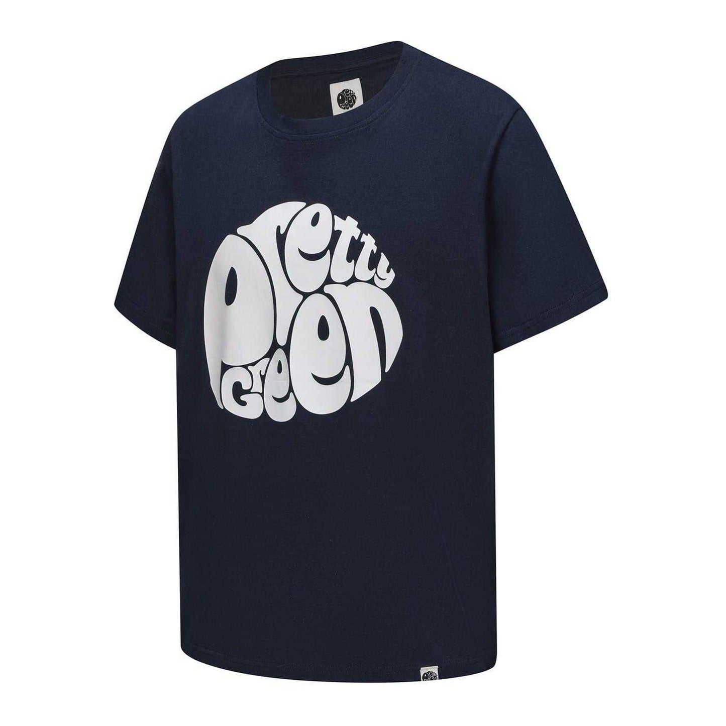Navy - Side - Pretty Green Mens Logo Cotton T-Shirt